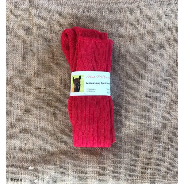 Long Boot Socks Red Size 11-13