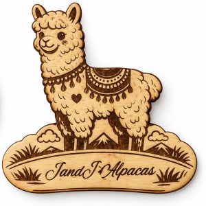 Wooden Large Alpaca Magnet